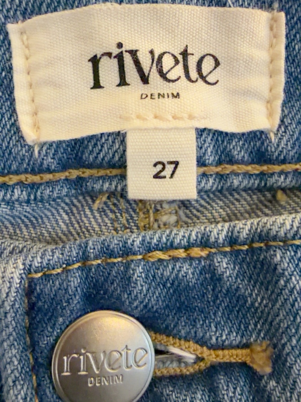 Rivete Denim Loose Flare Jeans Size 27 Light Wash Raw Hem - Picture 4 of 7
